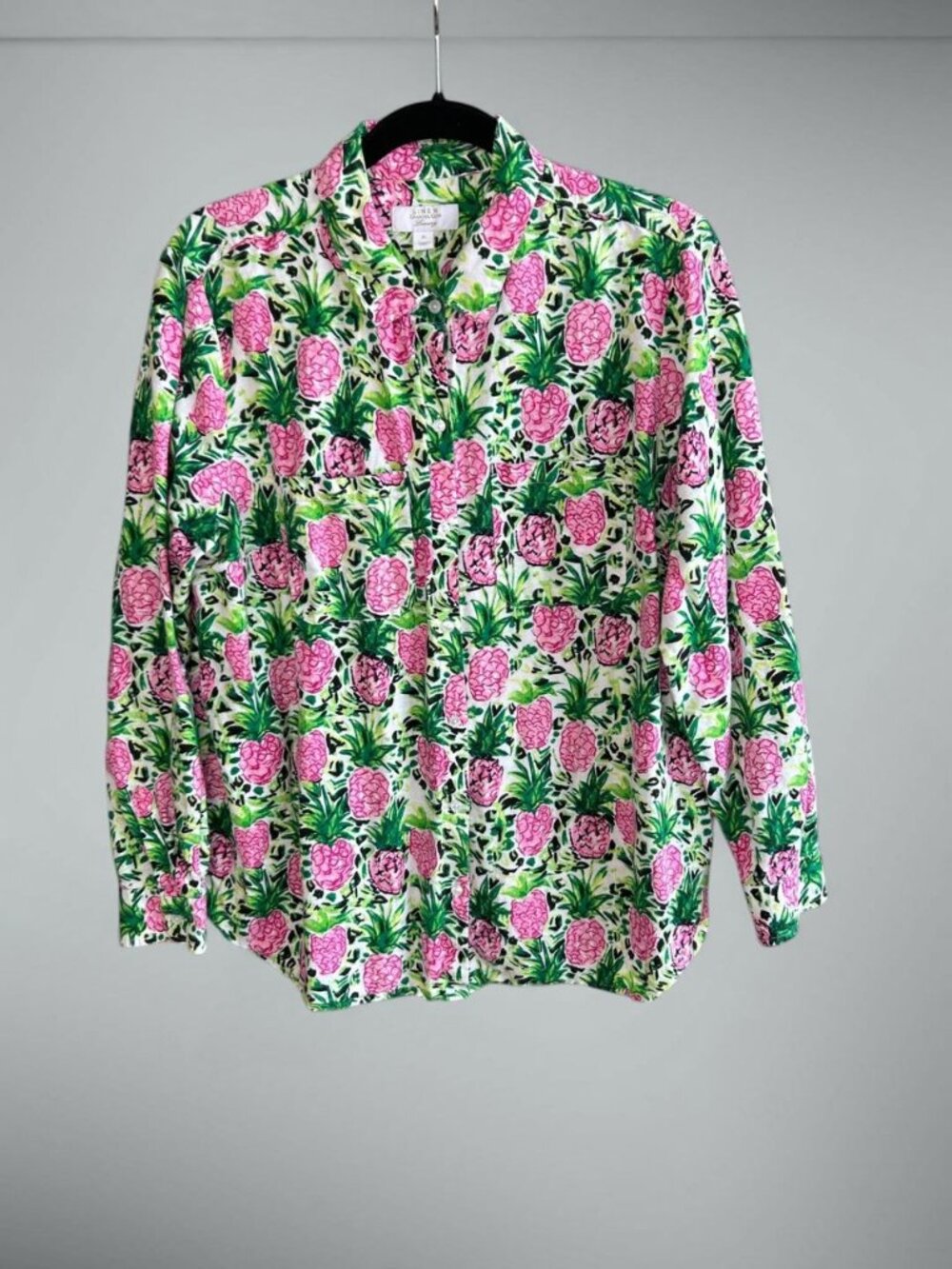 Charter Club Luxury Rose Floral 100% Linen Button Front Shirt Size XL